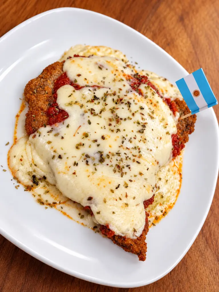 Milanesa a la napolitana con bandera argentina